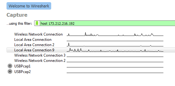 what symbol does wireshark use for .